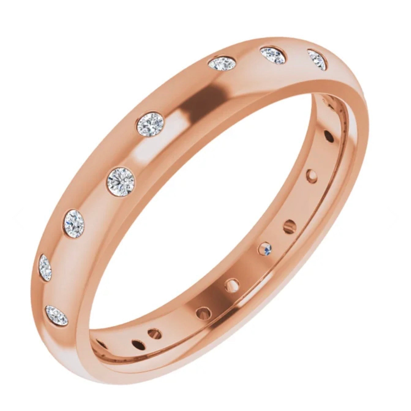 Flush Set Band Series with Scattered Diamonds