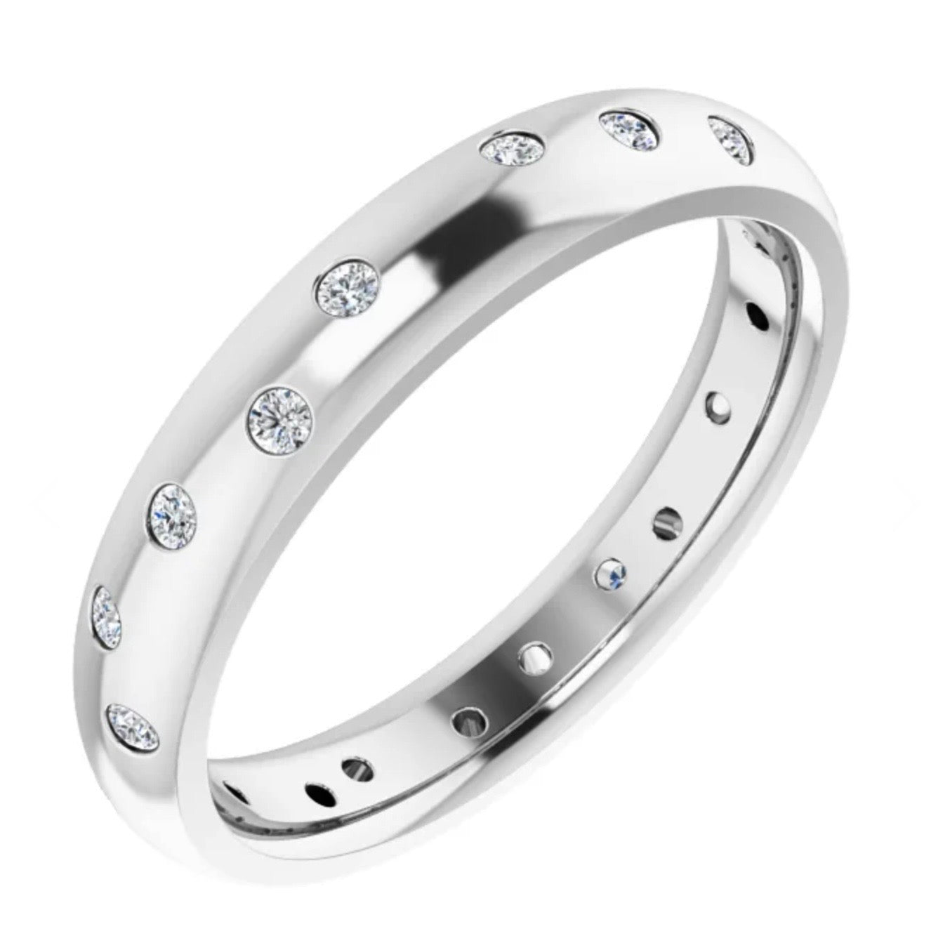 Flush Set Band Series with Scattered Diamonds