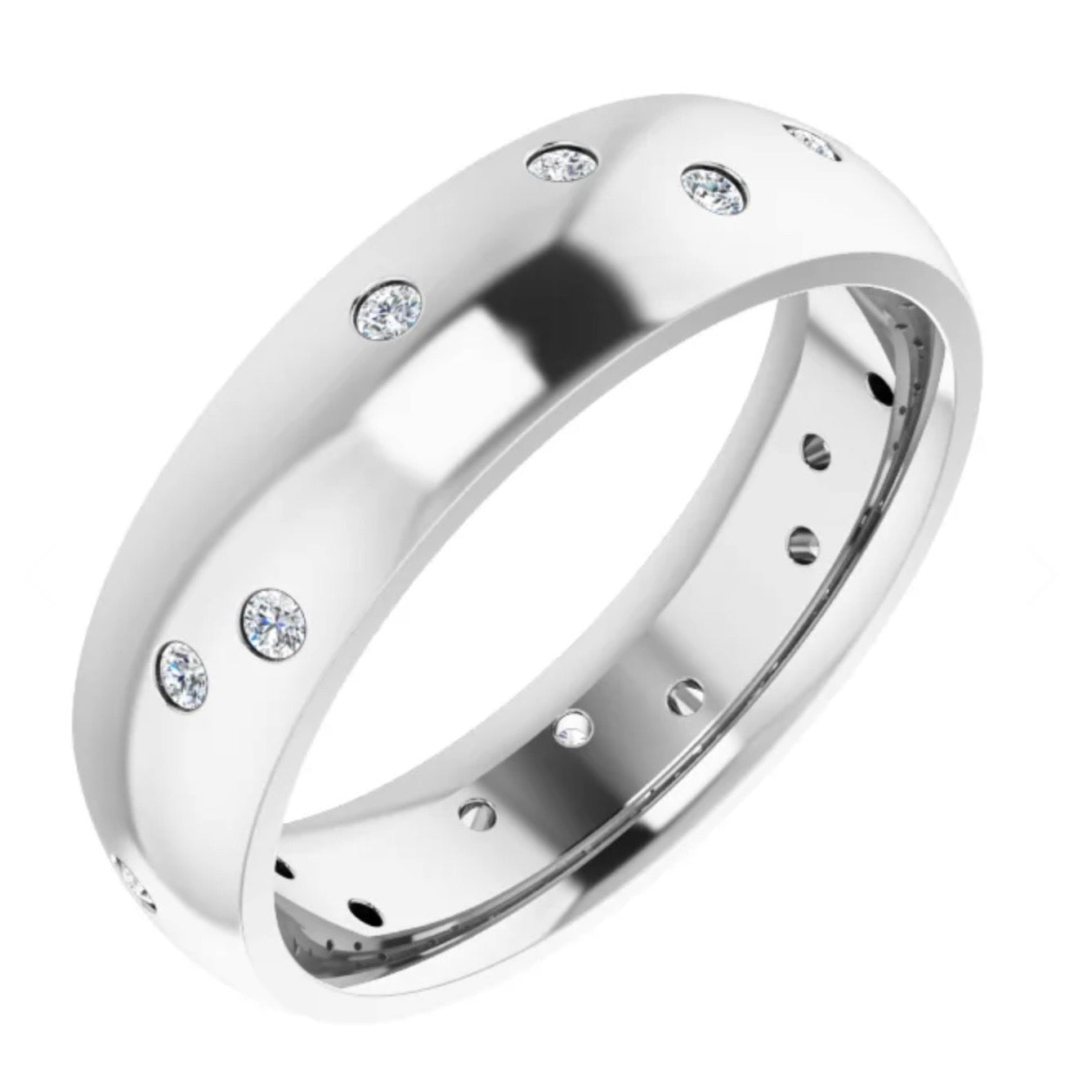 Flush Set Band Series with Scattered Diamonds