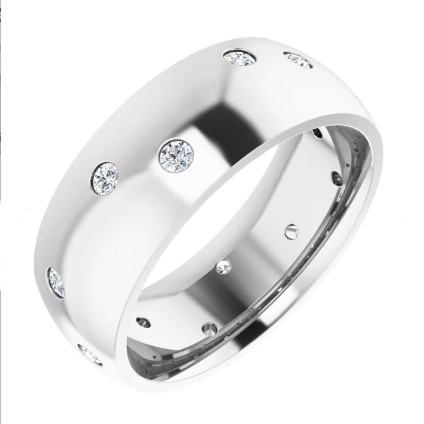 Flush Set Band Series with Scattered Diamonds