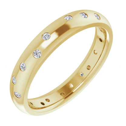 Flush Set Band Series with Scattered Diamonds