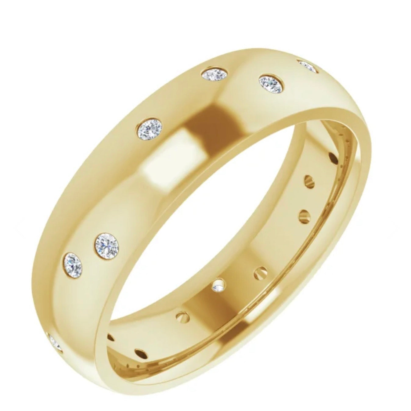 Flush Set Band Series with Scattered Diamonds