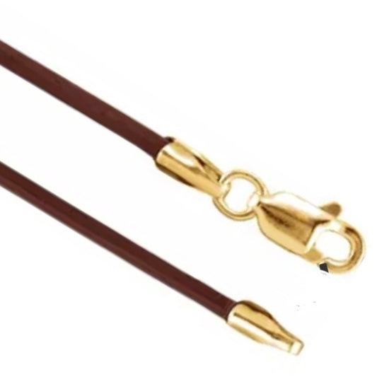 Brown Leather Necklace, -1.5mm