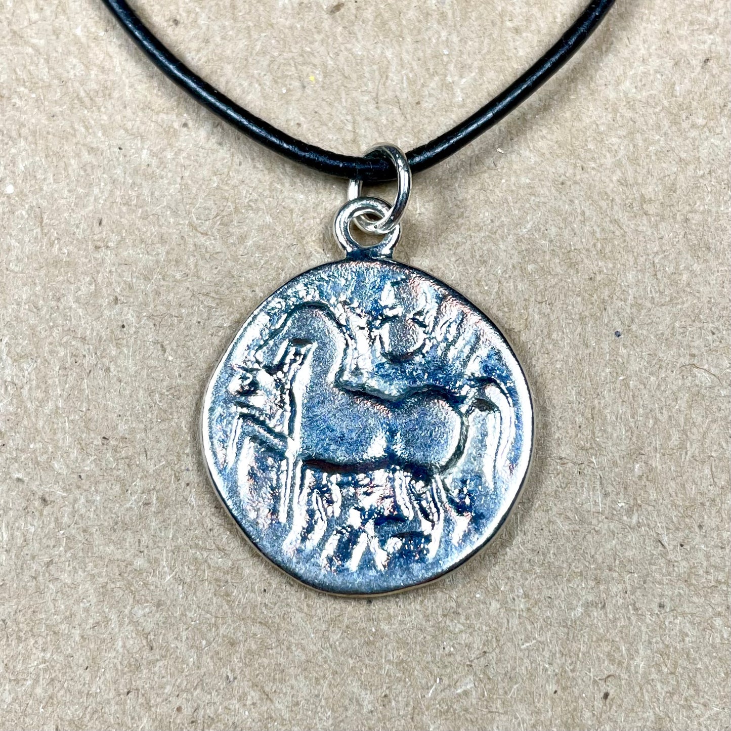 Ancient Horse Coin Replica Pendant "Facing Left"