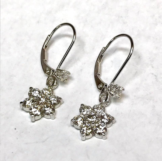 Diamond Cluster Dangle Earrings