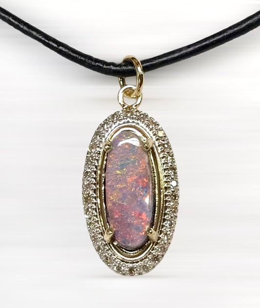 Boulder Opal & Diamond Pendant