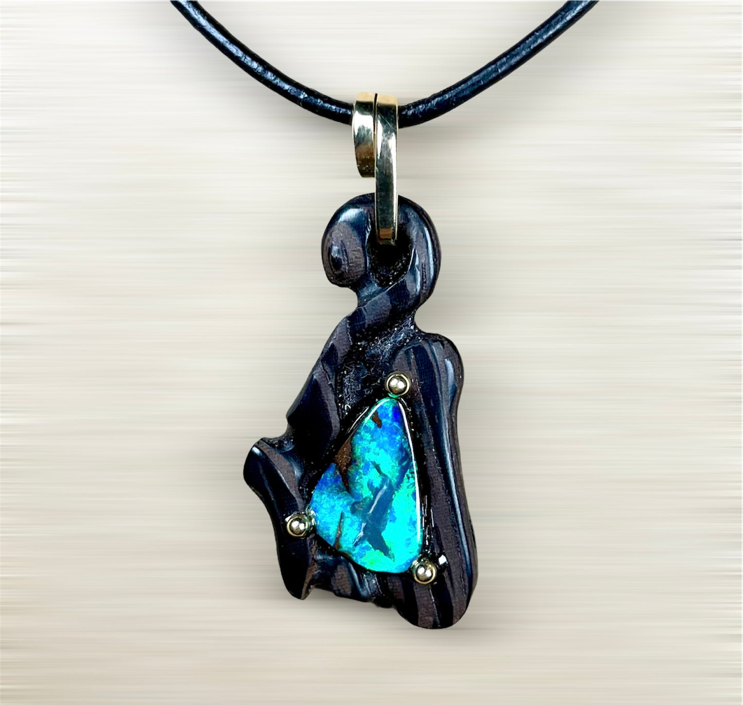 Australian Boulder Opal & Wenge Pendant by JeffDowning