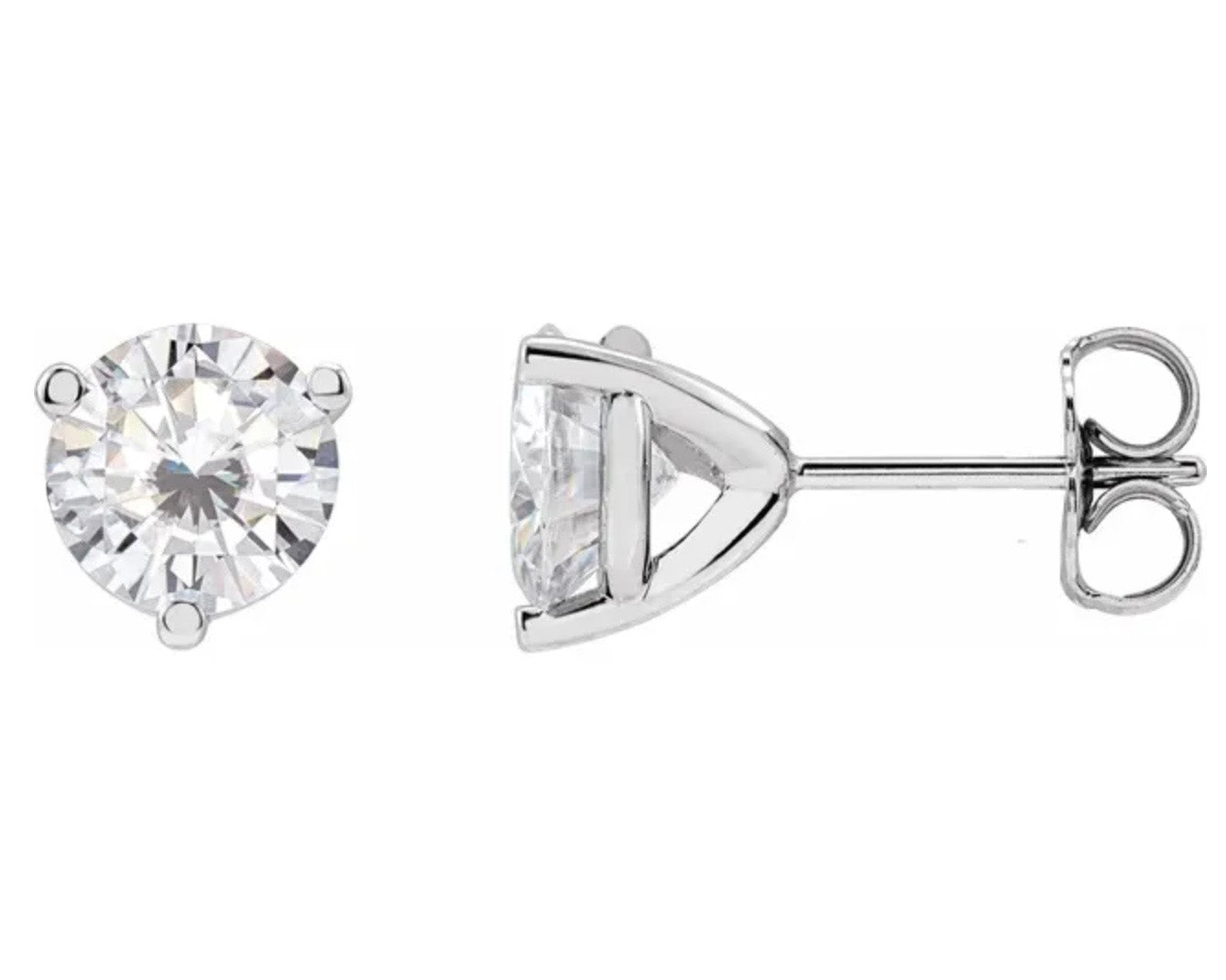 Martini - Cocktail Earrings with Lab-Grown Moissanite, 4mm, 5mm & 6.5mm.