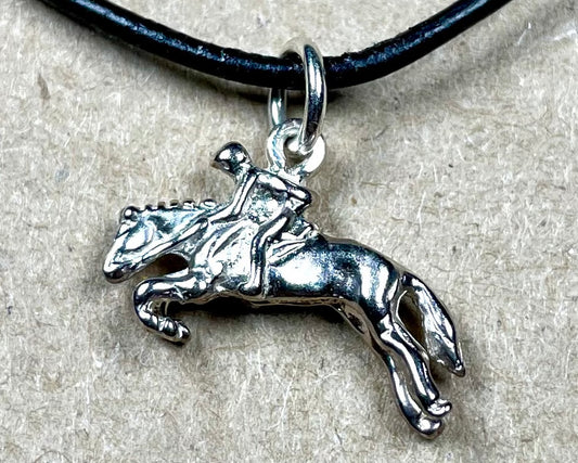 Jumping Horse & Rider Pendant - Charm