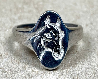 Horse Head Signet Ring Hand Carved by JeffDowning