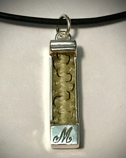 Horsehair Pendant, Woven with Engraved Initial Accent