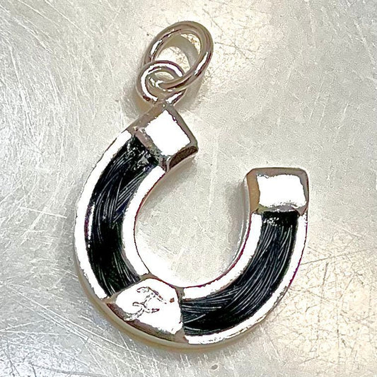 Horsehair Pendant - Horseshoe (Engravable)